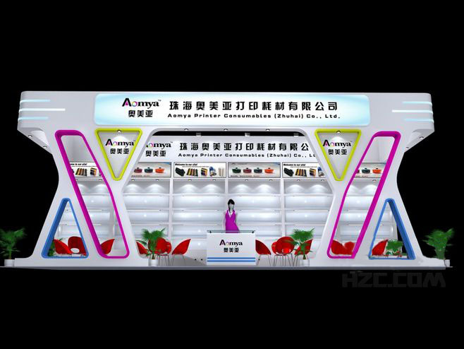 珠海展臺設計-奧美亞-打印耗材展臺設計
