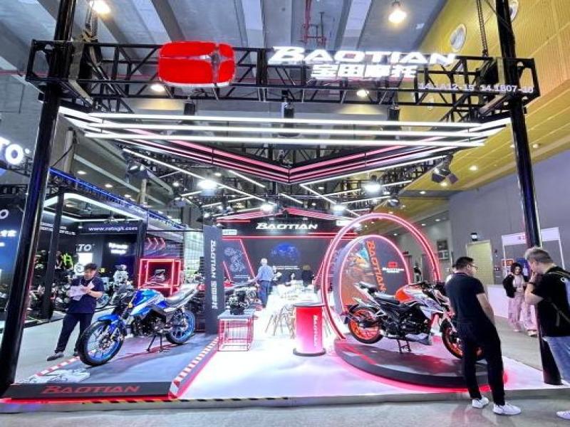 江門(mén)市中港寶田摩托車(chē)實(shí)業(yè)有限公司的第137屆獲獎(jiǎng)廣交會(huì)展位設(shè)計(jì)裝修圖片